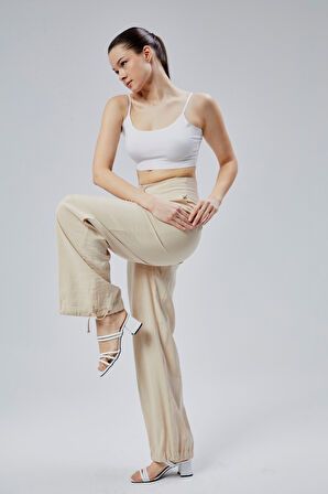 Bej Salaş Kesim Modal Dokuma Pantolon