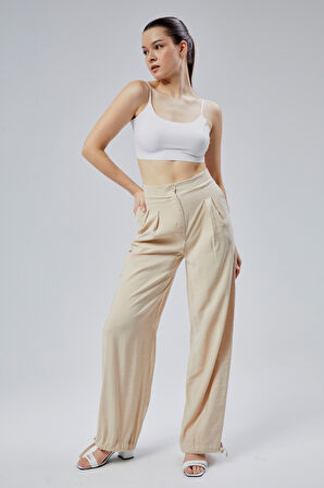 Bej Salaş Kesim Modal Dokuma Pantolon