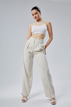 Taş Rengi Salaş Kesim Modal Dokuma Pantolon