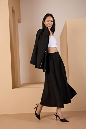Siyah Salaş Kesim Dokuma Etek