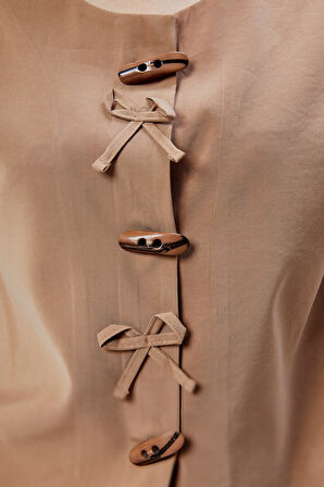 Kahverengi Regular Düğme Detaylı Yelek