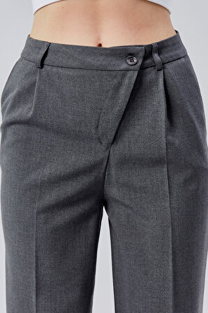 Antrasit Rahat Kalıp Dokuma Palazzo Pantolon