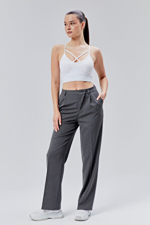 Antrasit Rahat Kalıp Dokuma Palazzo Pantolon