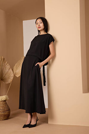 Siyah Salaş Modal Dokuma Bluz