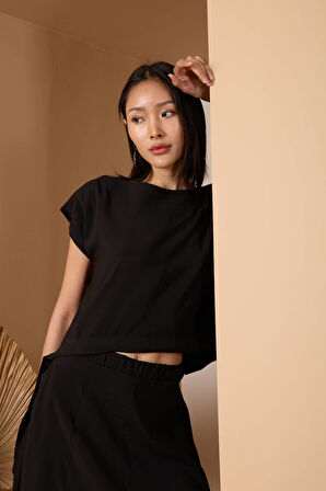 Siyah Salaş Modal Dokuma Bluz