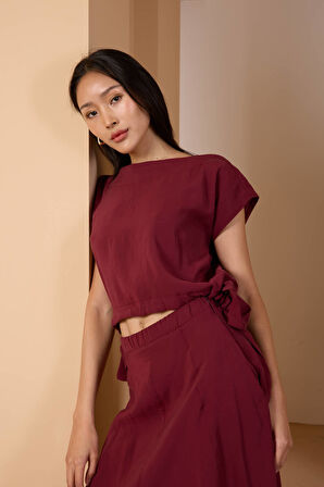 Bordo Salaş Modal Dokuma Bluz