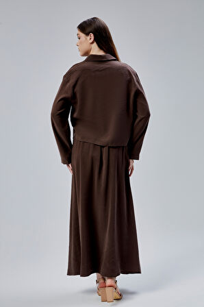 Kahverengi Oversize Gömlek