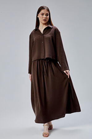 Kahverengi Oversize Gömlek