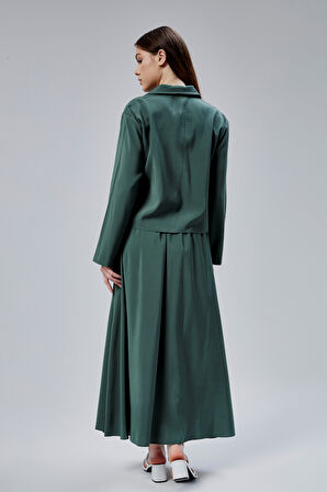 Haki Beli Lastikli Modal Dokuma Etek