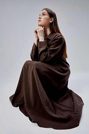 Kahverengi Beli Lastikli Modal Dokuma Etek