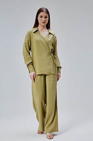 Açık Haki Salaş Kesim Geniş Paça Pantolon