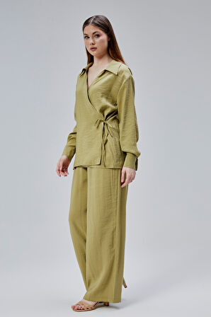 Açık Haki Salaş Kesim Geniş Paça Pantolon