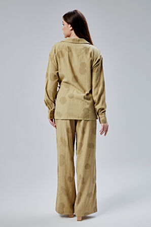 Haki Salaş Kesim Geniş Paça Pantolon