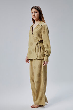 Haki Salaş Kesim Geniş Paça Pantolon