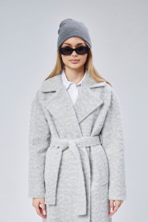 Kadın Buklet Kaşe Oversize Kaban