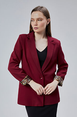Kadın Kruvaze Yaka Kolu Katlama Detaylı Regular Vatkalı Blazer Ceket