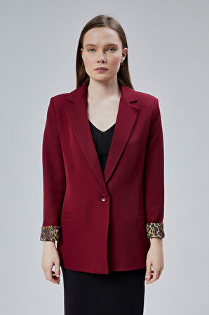 Kadın Kruvaze Yaka Kolu Katlama Detaylı Regular Vatkalı Blazer Ceket