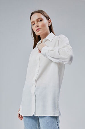 Kadın Salaş Kalıp Keten Gömlek