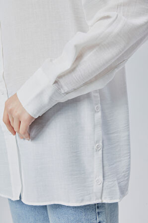 Kadın Salaş Kalıp Keten Gömlek