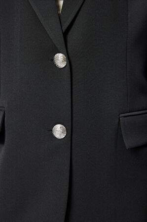 Kadın Oversize Astarlı Dokuma Blazer Ceket