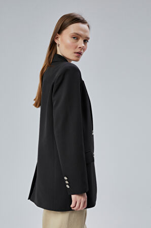 Kadın Oversize Astarlı Dokuma Blazer Ceket