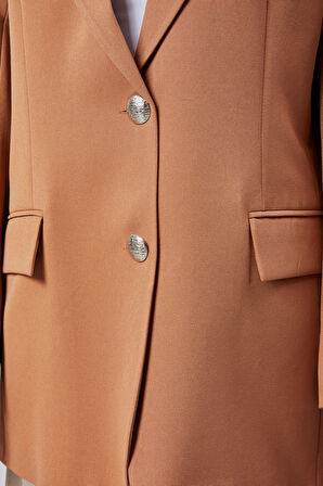 Kadın Oversize Astarlı Dokuma Blazer Ceket