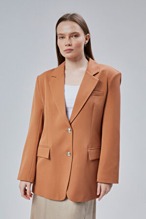 Kadın Oversize Astarlı Dokuma Blazer Ceket