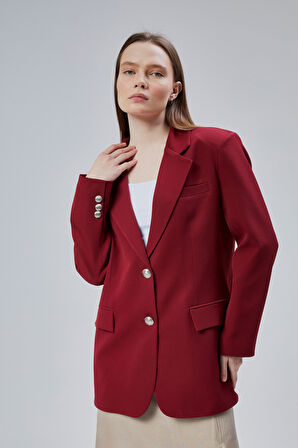 Kadın Oversize Astarlı Dokuma Blazer Ceket