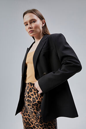 Kadın Kruvaze Kapama Oversize Blazer Ceket