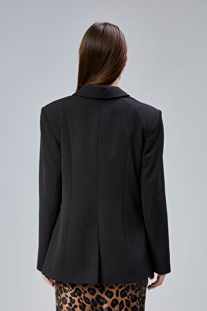 Kadın Kruvaze Kapama Oversize Blazer Ceket