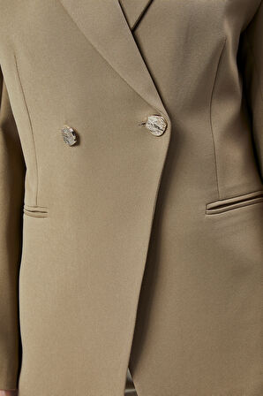 Kadın Kruvaze Kapama Oversize Blazer Ceket