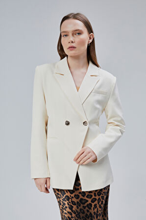 Kadın Kruvaze Kapama Oversize Blazer Ceket