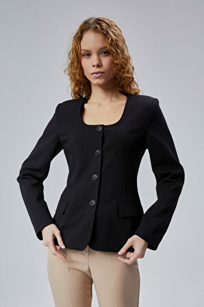 Kadın Regular Kare Yaka Dokuma Ceket