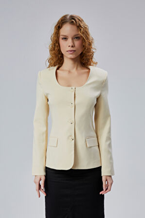 Kadın Regular Kare Yaka Dokuma Ceket