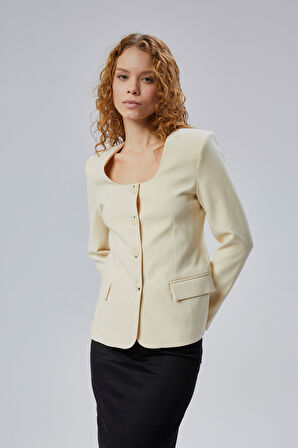 Kadın Regular Kare Yaka Dokuma Ceket