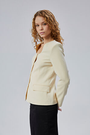 Kadın Regular Kare Yaka Dokuma Ceket