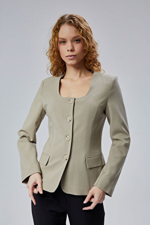 Kadın Regular Kare Yaka Dokuma Ceket