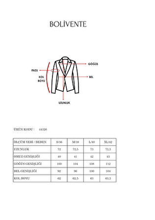 Kadın Kruvaze Yaka Kolu Katlama Detaylı Regular Vatkalı Blazer Ceket