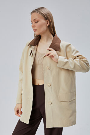 Vizon Oversize Casual Midi Trençkot