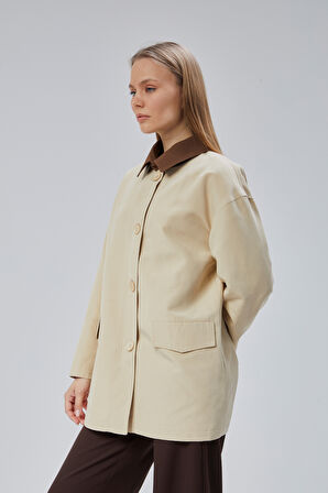 Vizon Oversize Casual Midi Trençkot