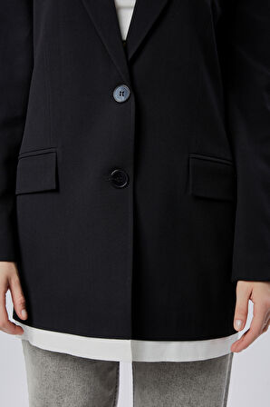 Siyah Oversize Uzun Blazer Ceket