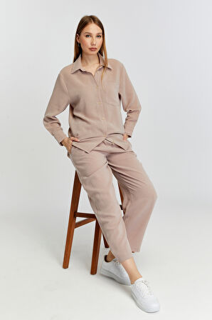 Kadın Vizon Casual Salaş Kalıp Gömlek 