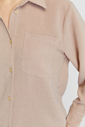 Kadın Vizon Casual Salaş Kalıp Gömlek 