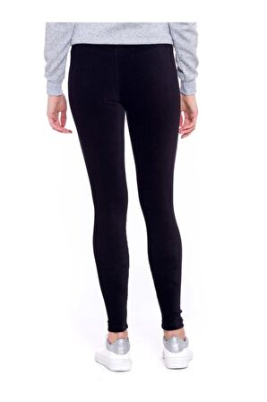 Kadın Siyah Fitilli Kadife Tayt Pantolon