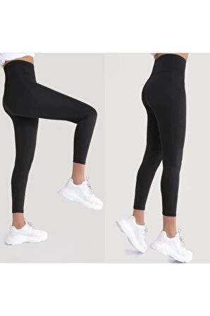 Kadın Siyah Toparlayıcı Çelik Örme Tayt