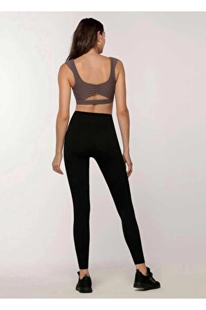 Incelme Etkili Siyah Kışlık Toparlayıcı Şardonlu Yüksek Bel Örme Çelik Tayt