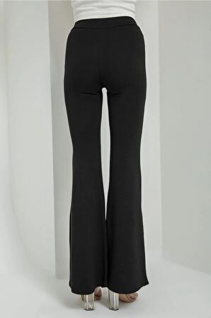 Kadın Siyah Ispanyol Paça Likralı Tayt Incy003-01