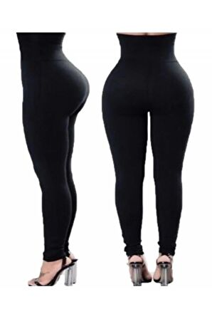 Kadın Siyah Yüksek Bel Tayt