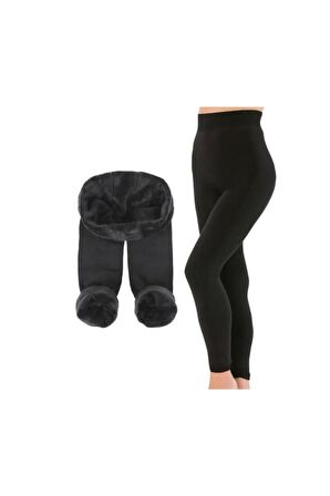 Kadın Siyah Peluşlu Termal Tayt