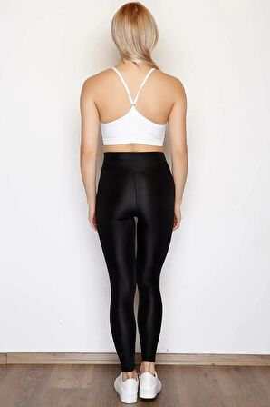 Kadın Siyah Yüksek Bel Disko Tayt Toparlayıcı